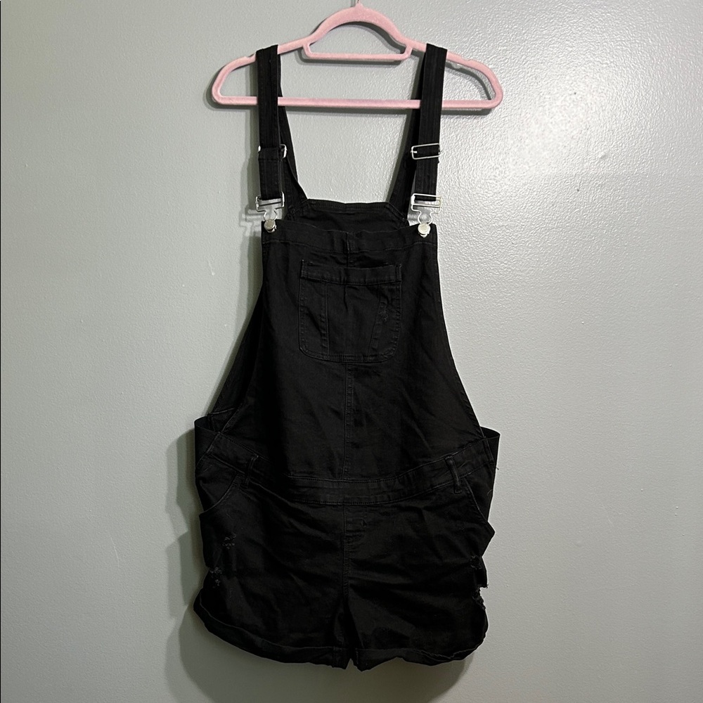 Indigo Blue Black overall shorts maternity